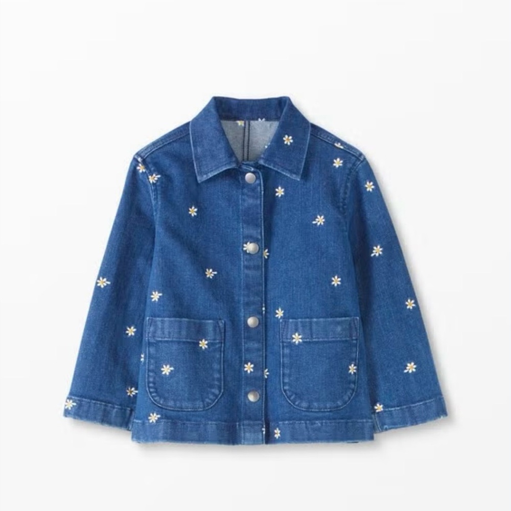 Hanna Andersson Blue Denim Jacket with Daisy Embroidered NWOT